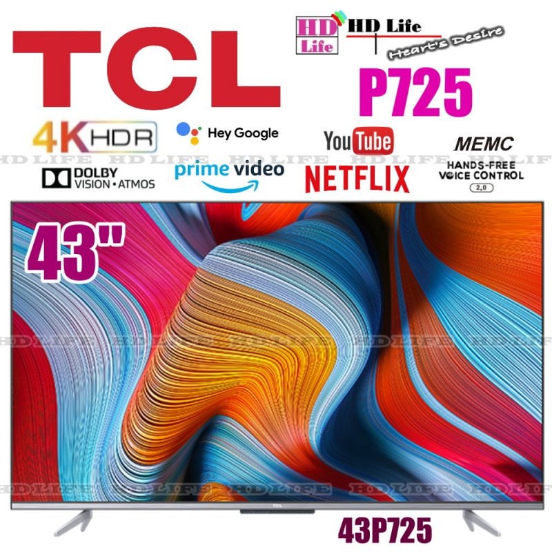 TCL 43P725 43" 4K  P725 超高清 ANDROID 電視