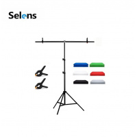 Selens 2m(W) x 2m(H) T-Shape Studio Support Stand With 3.2m(W) x 3m(H) Backdrop Kit (T型背景架連背景布)